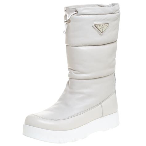 prada snow.boots|Prada boots with pouch white.